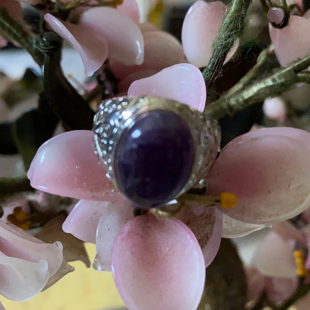 Vintage Art Deco 925 Natural Amethyst Ring